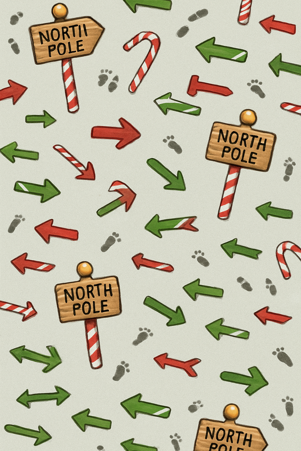 North Pole Signpost Scatter On Light Gray Background personalized over-the-knee socks