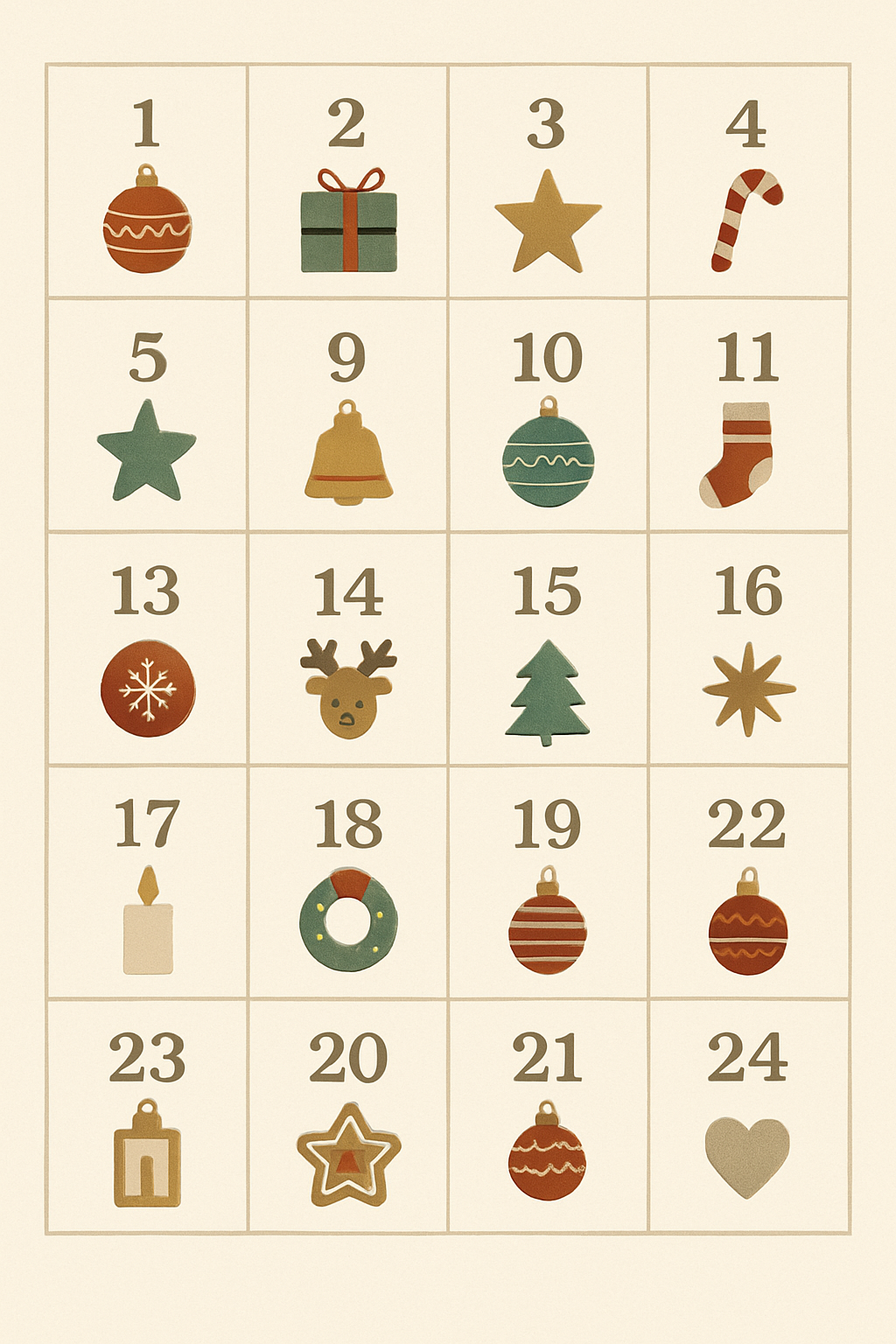 Advent Calendar Window Grid On Ivory Background unique graphic over-the-knee socks