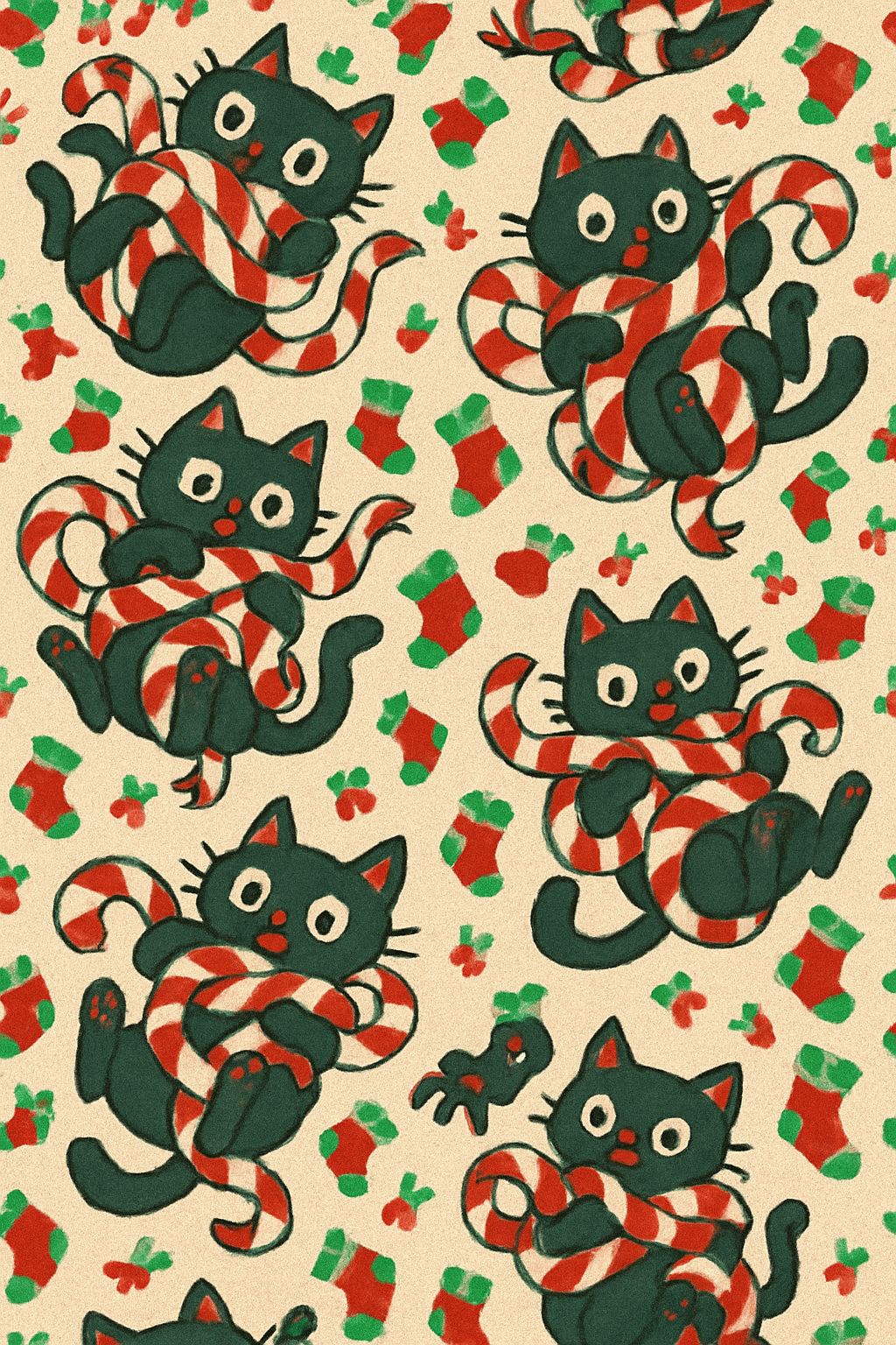 Peppermint Cat Chaos trendy patterned over-the-knee socks