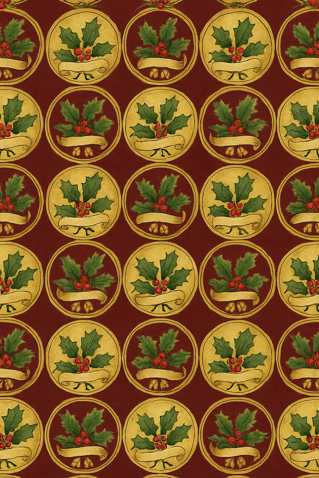 Victorian Holly Medallion Tiling designer print over-the-knee socks