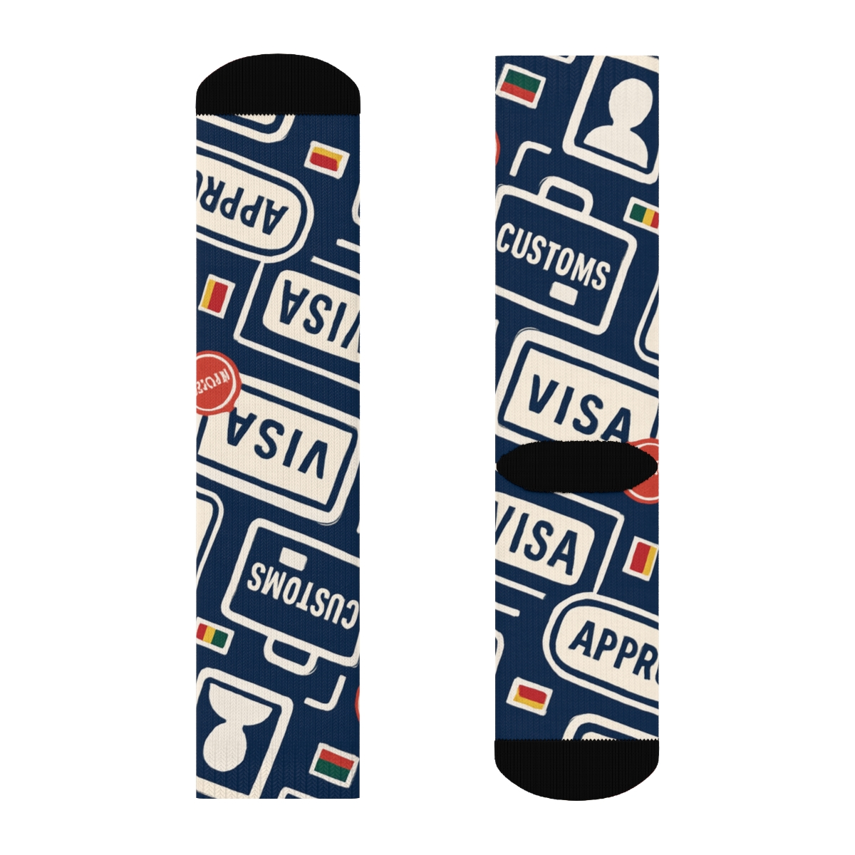 Immigration Officer Stampwork Tessellation In Civic Blue designer printed crew socks