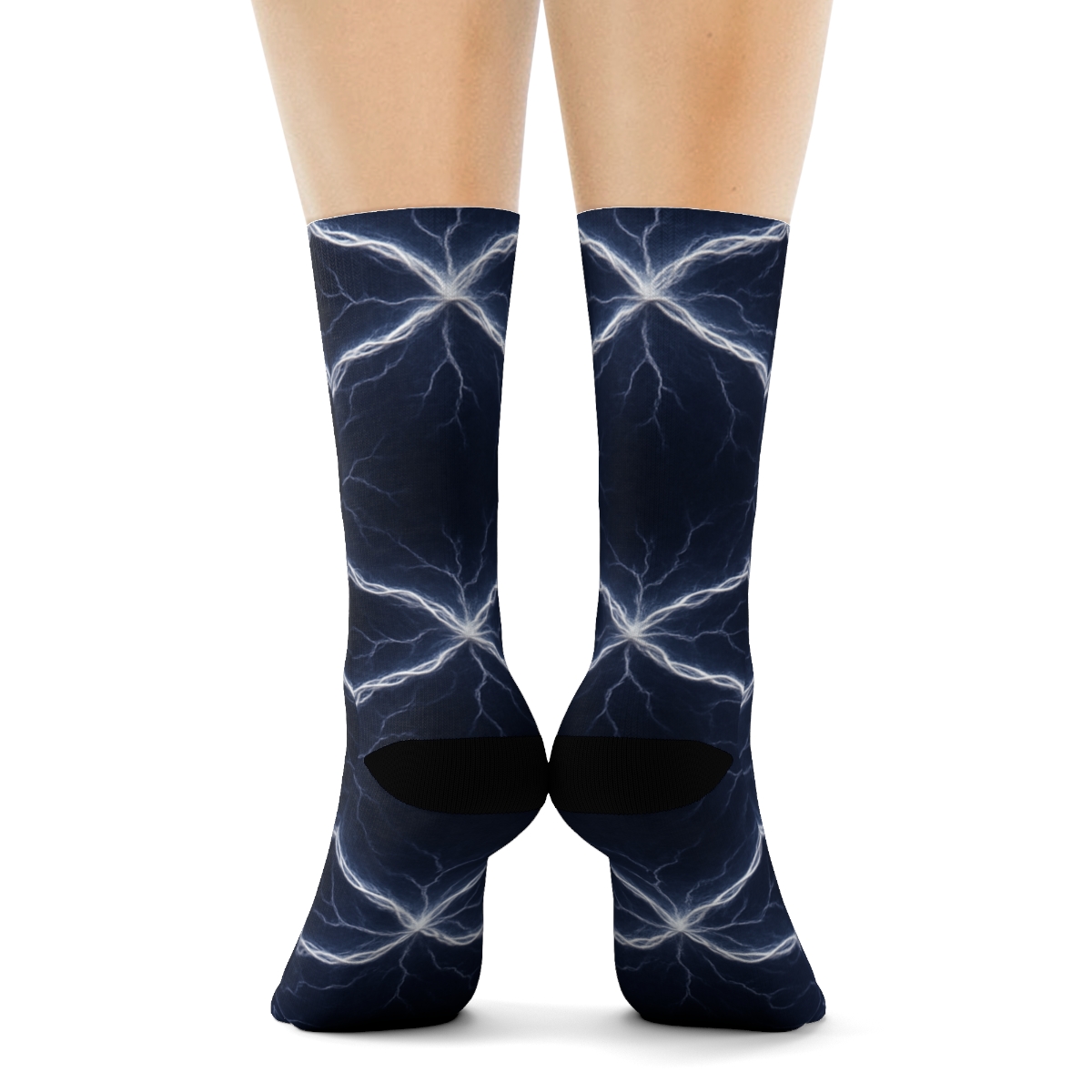 Indigo Arc Lattice On Metallic Storm Field premium sports crew socks