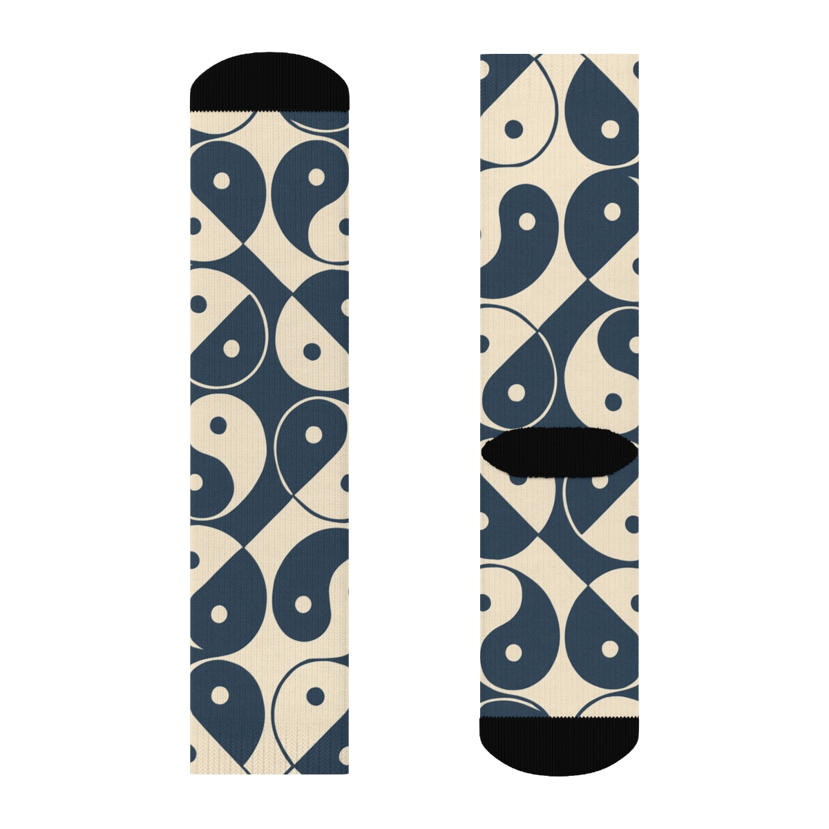 Indigo Cream Teardrop Negative Space Grid soft everyday crew socks