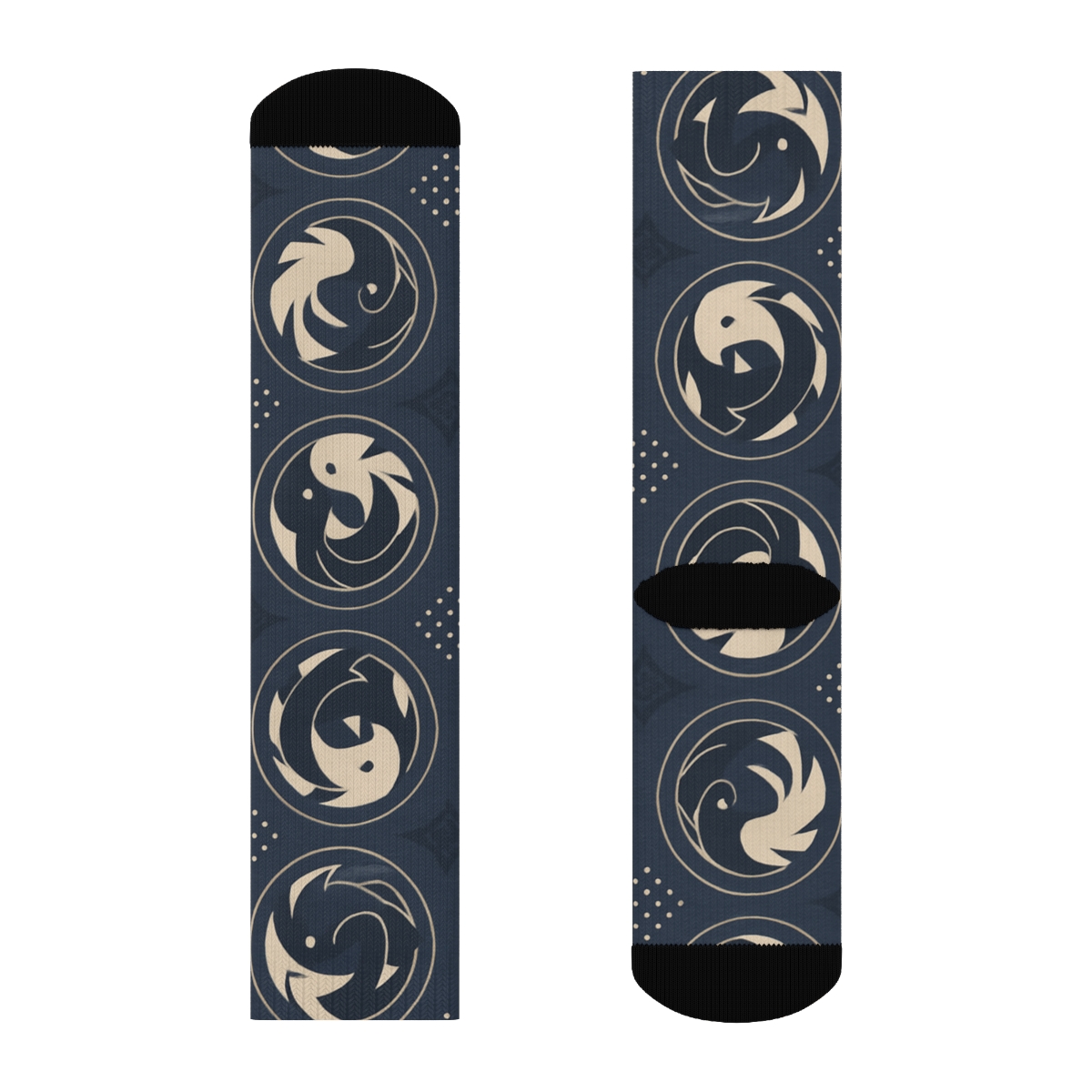 Indigo Koi Duality Mandala Lattice soft everyday crew socks