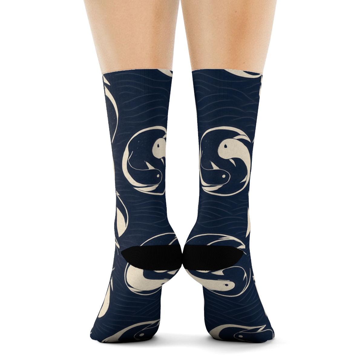 Indigo Koi Duality Spiral Tiles stylish athletic crew socks