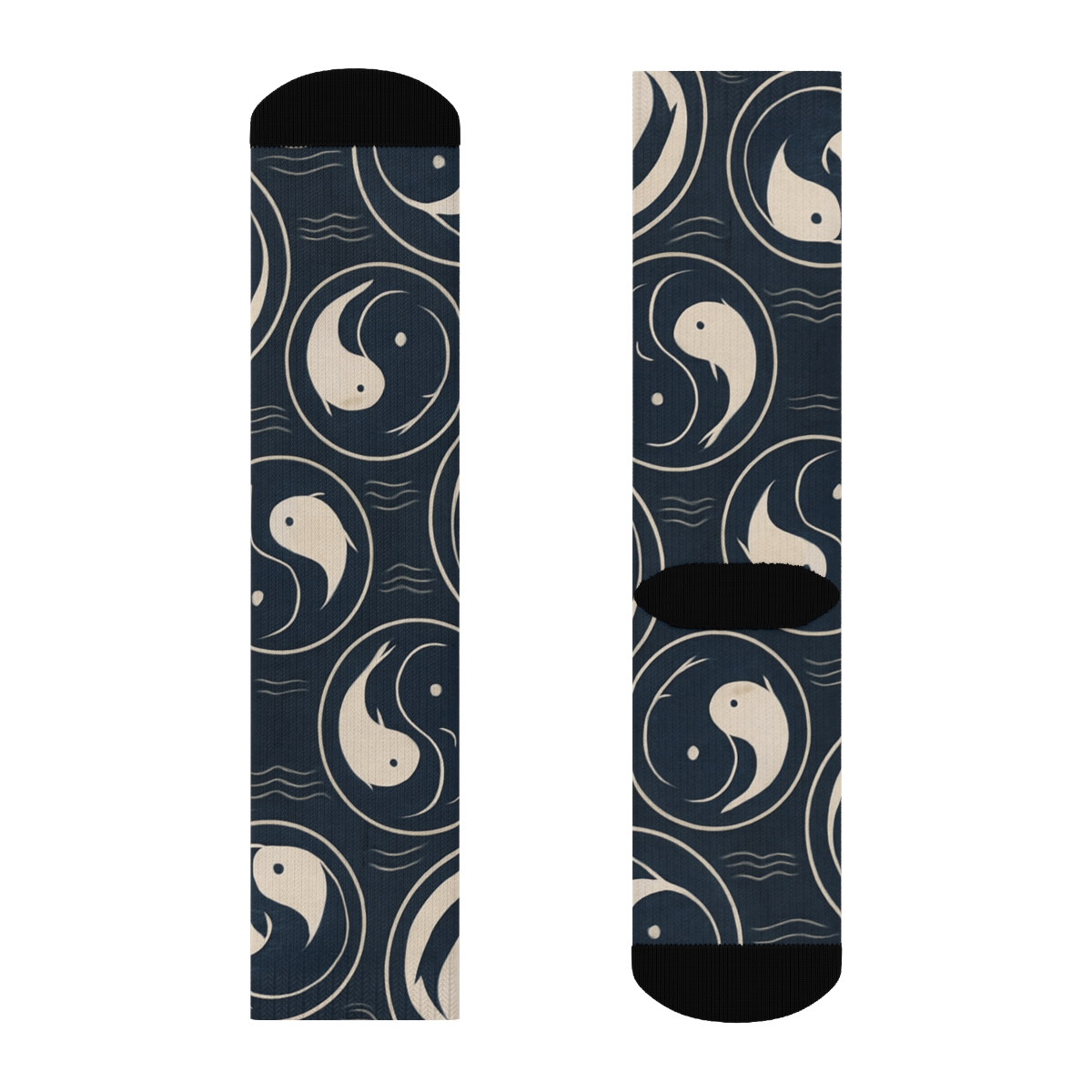 Indigo Koi Taijitu Tile Spiral custom crew socks