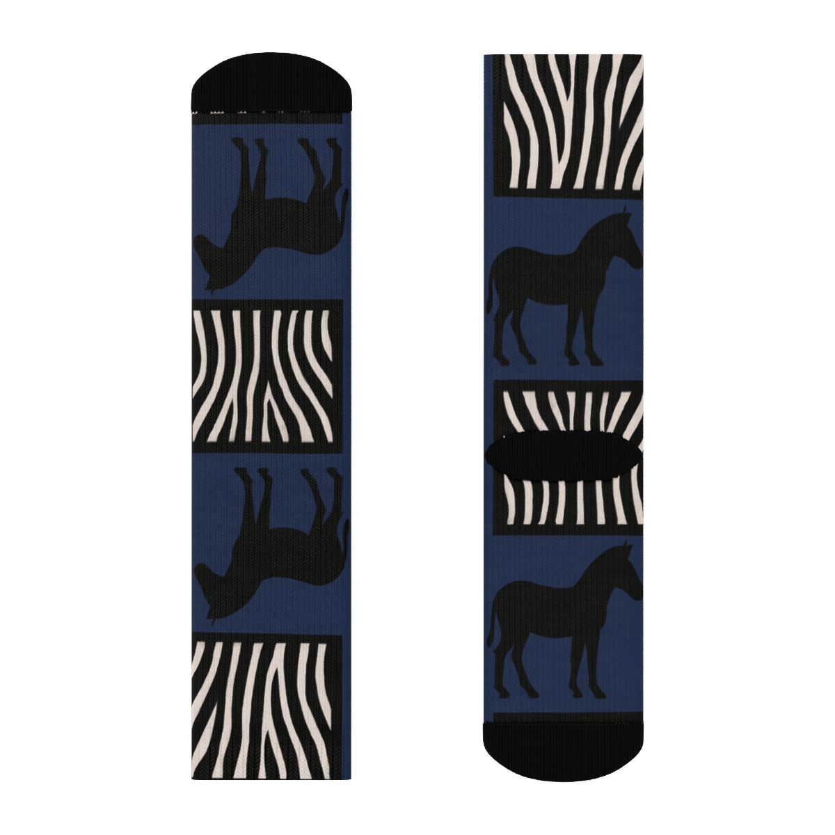 Indigo Night Zebra Silhouette Bands stylish athletic crew socks