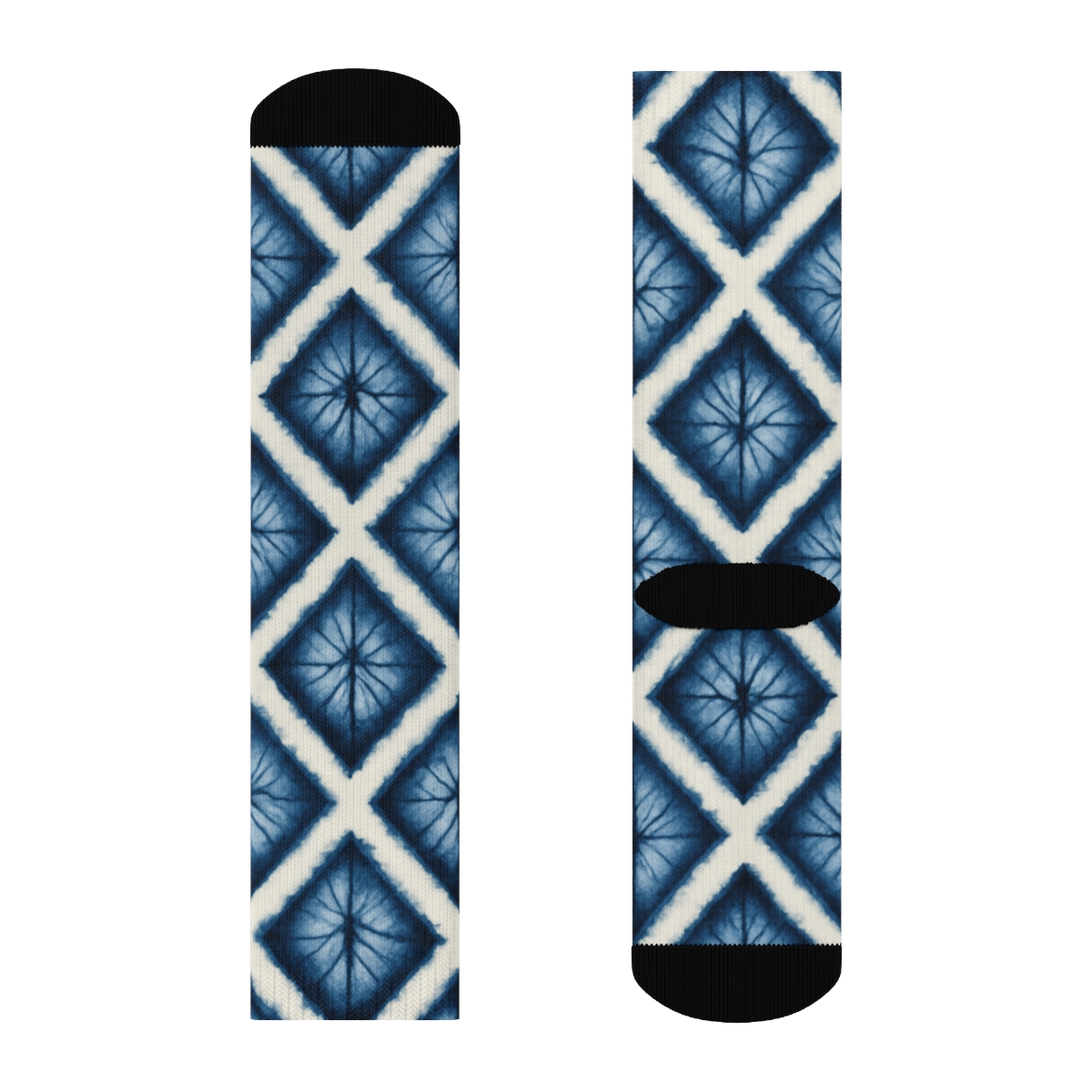 Indigo Shibori Diamond Corridor custom crew socks