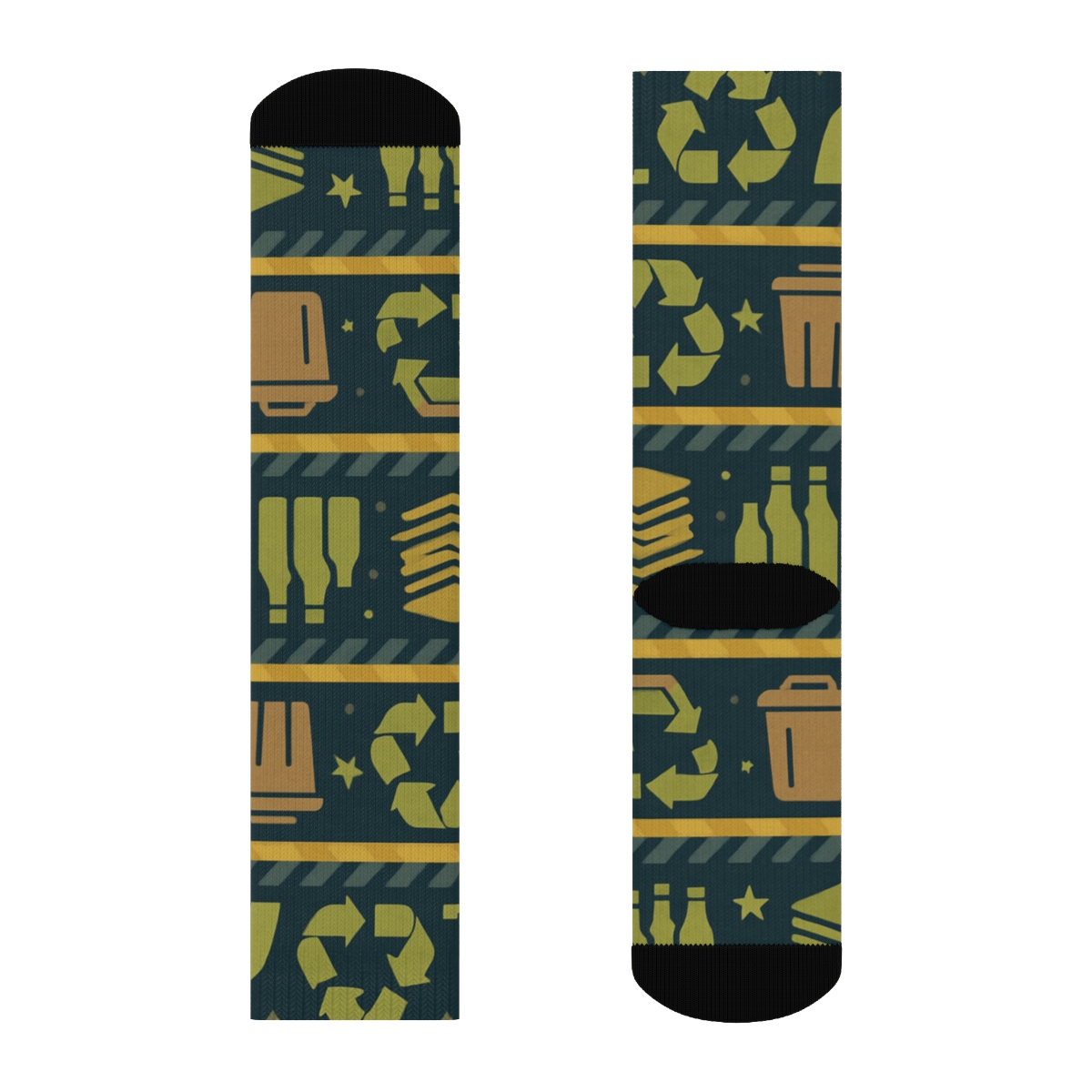 Industrial Collage Pattern Bands With Recycling Plant Worker custom crew socks