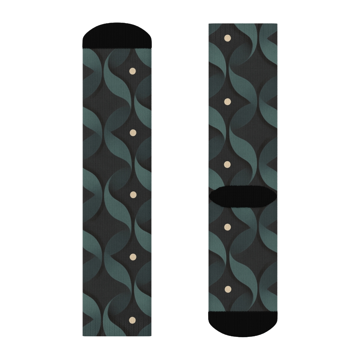 Interlocking Teardrop Tessellation On Charcoal custom crew socks