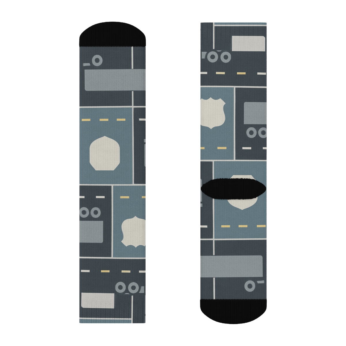 Interstate Patchwork With Truck Driver Icons soft everyday crew socks