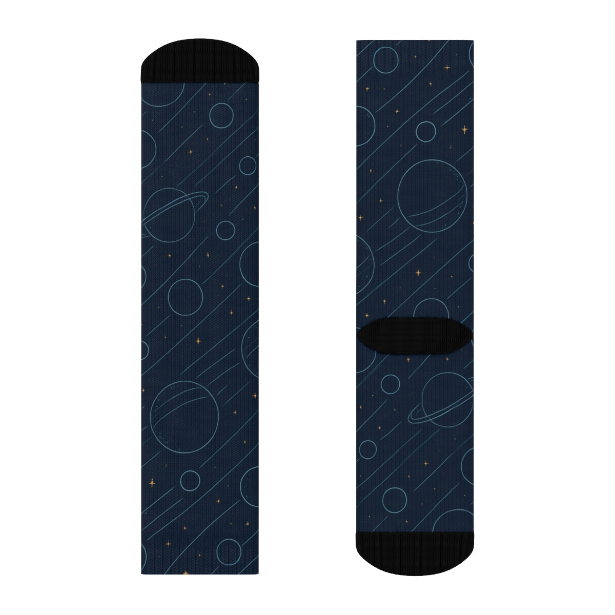 Ionized Teal Orbital Bands Blueprint On Deep Navy personalized crew socks