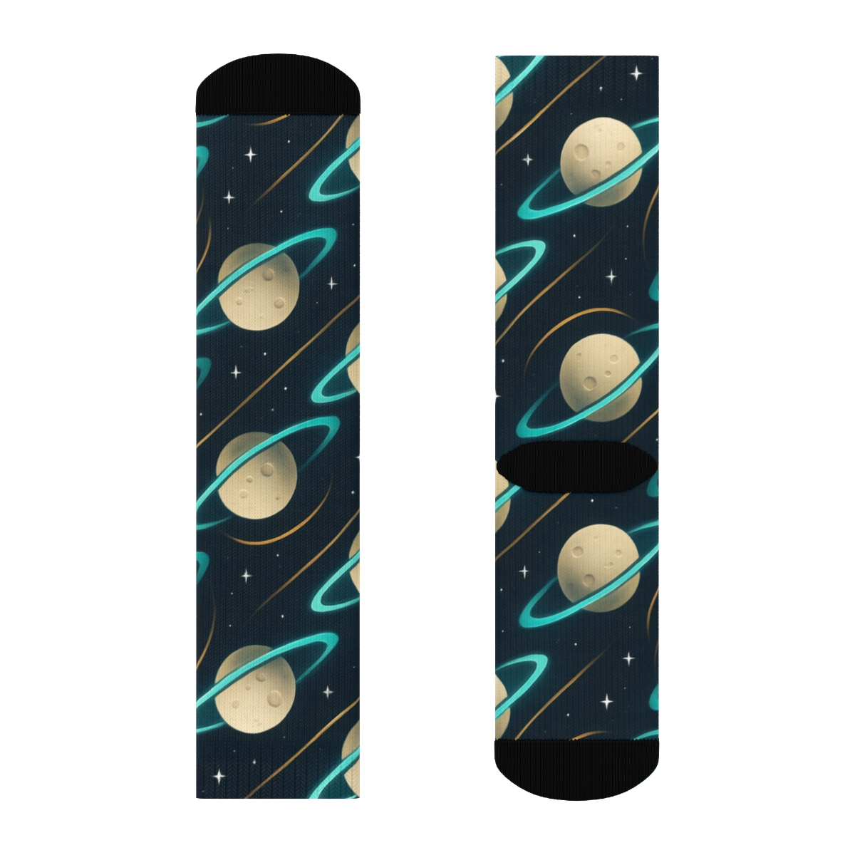 Ionized Teal Orbital Bands On Deep Navy Background stylish athletic crew socks