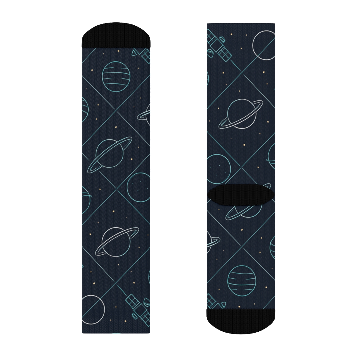 Ionized Teal Orbital Blueprint Lattice comfortable cotton crew socks
