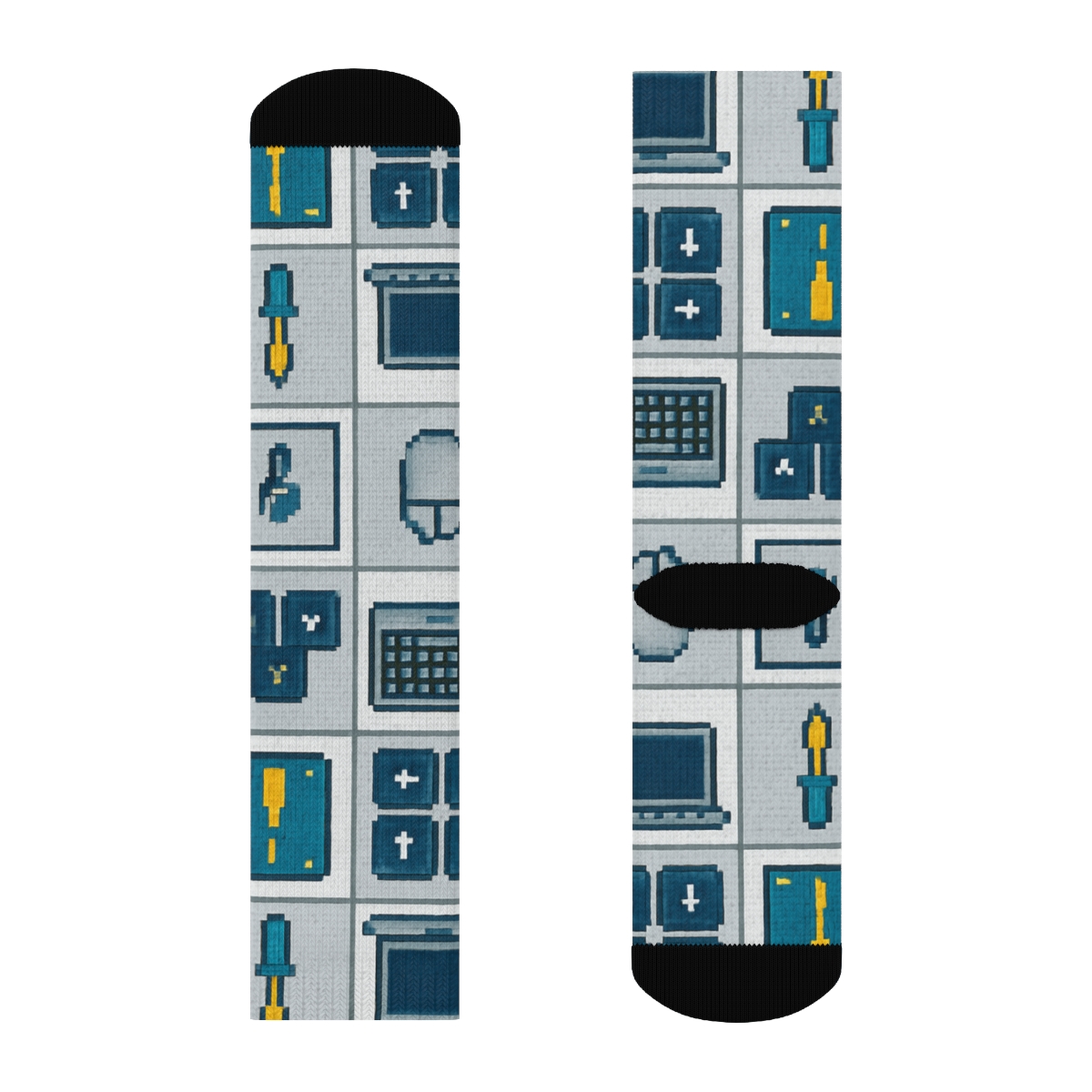 It Support Specialist Pixel Patchwork Icon Grid custom crew socks