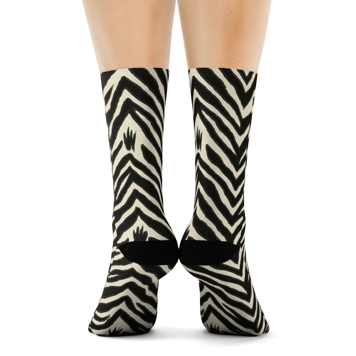 Ivory Field Zebra Stripe Chevron Cascade soft everyday crew socks