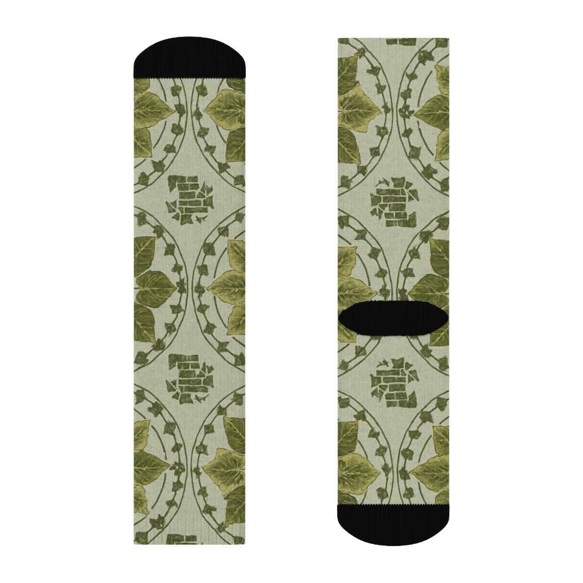 Ivy Medallion Tile On Stone Gray Ground soft everyday crew socks