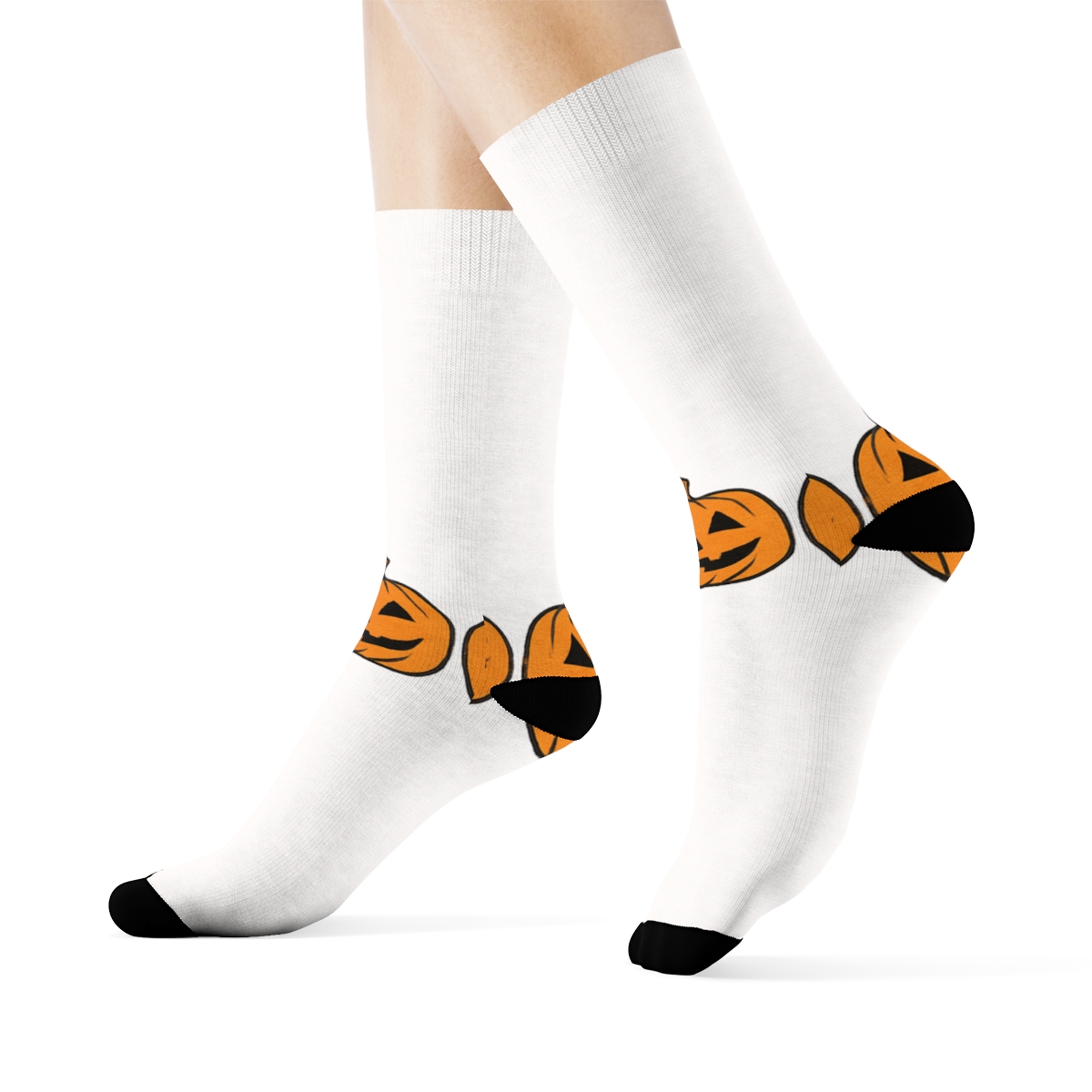Jack O Lantern Border On White Background soft everyday crew socks