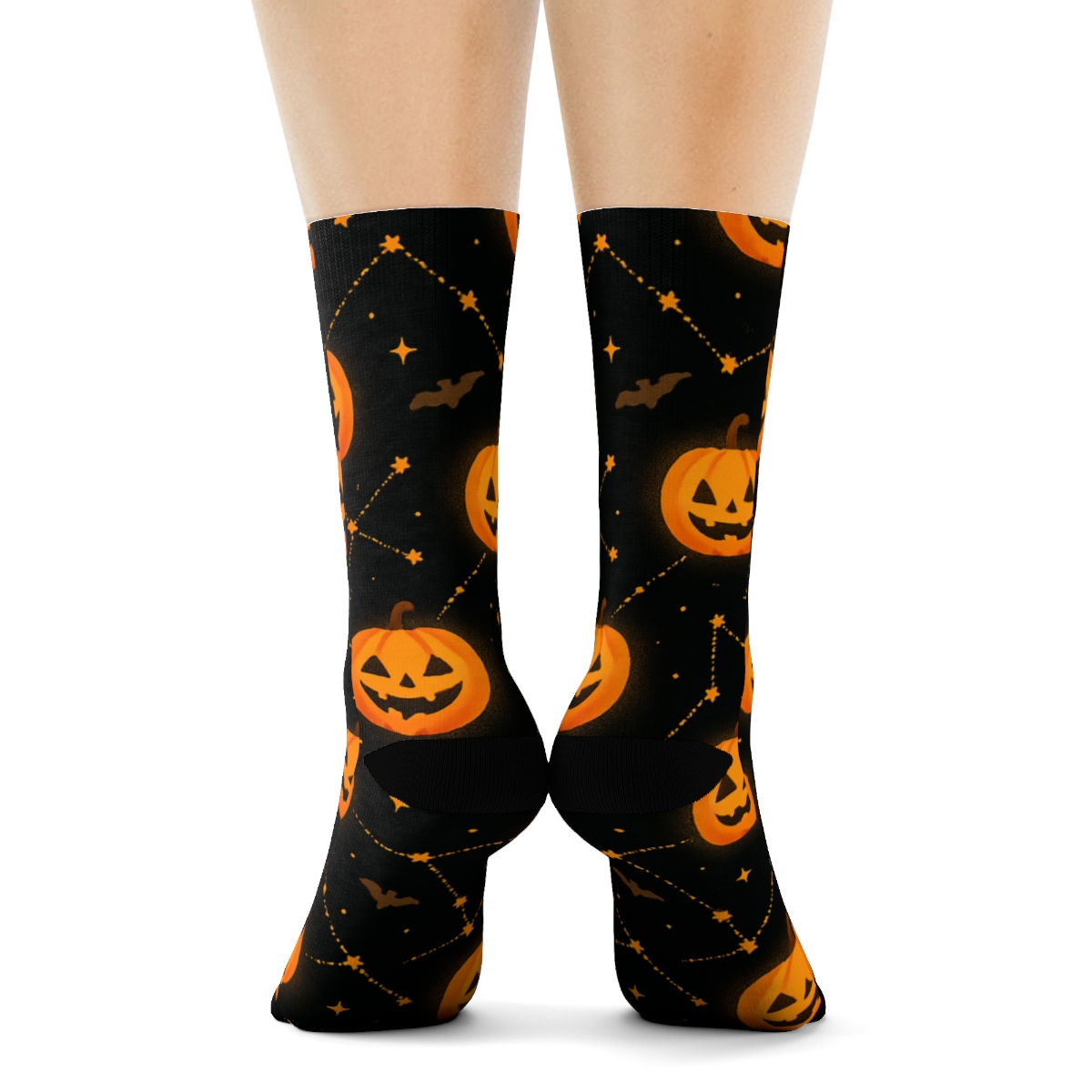 Jack O Lantern Constellation Tile On Black Background personalized crew socks