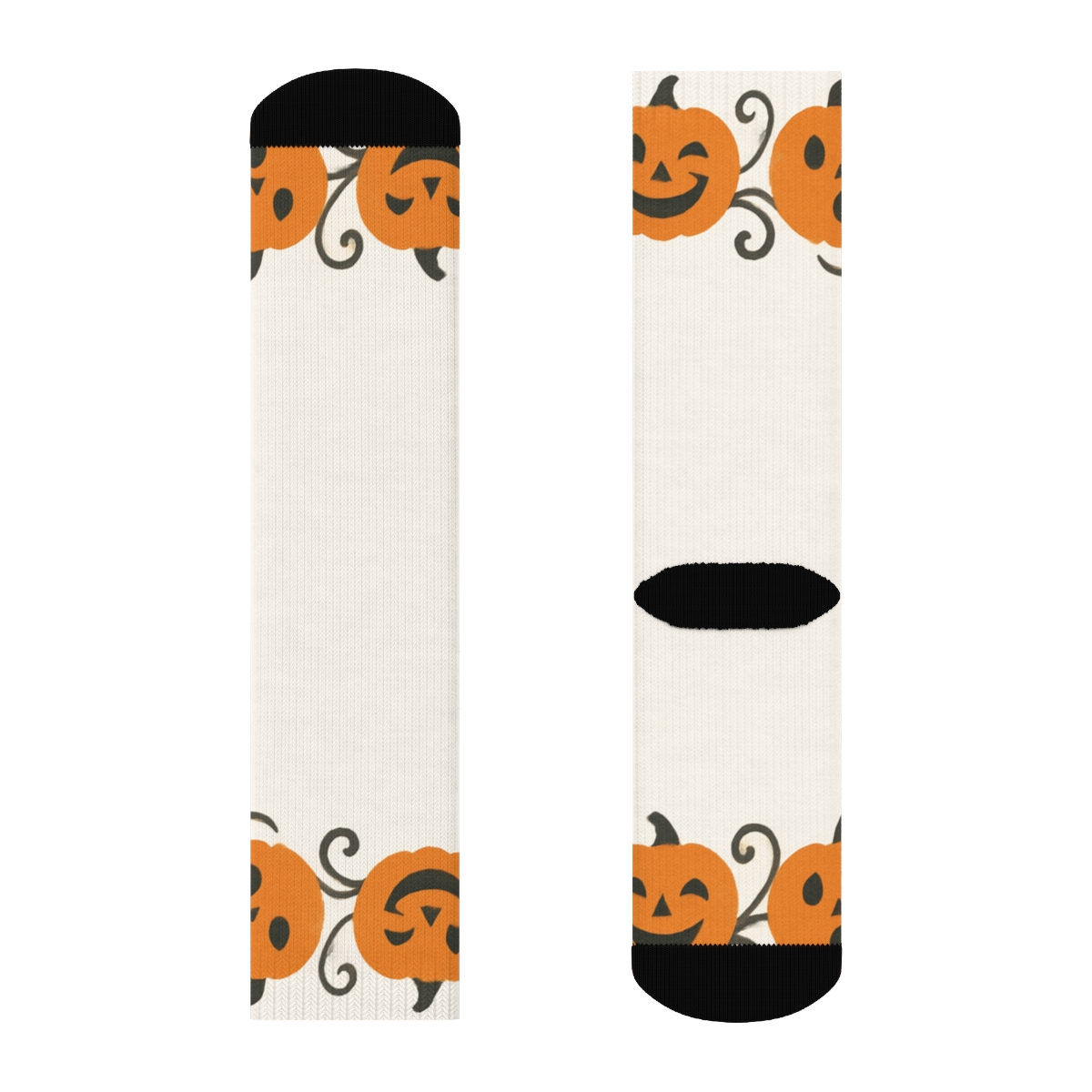 Jack O Lantern Wave Border On White Background unique graphic crew socks