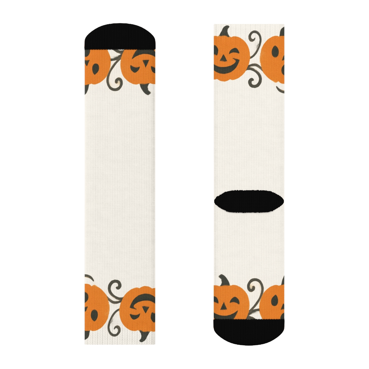 Jack O Lantern Wave Border On White Background unique graphic crew socks