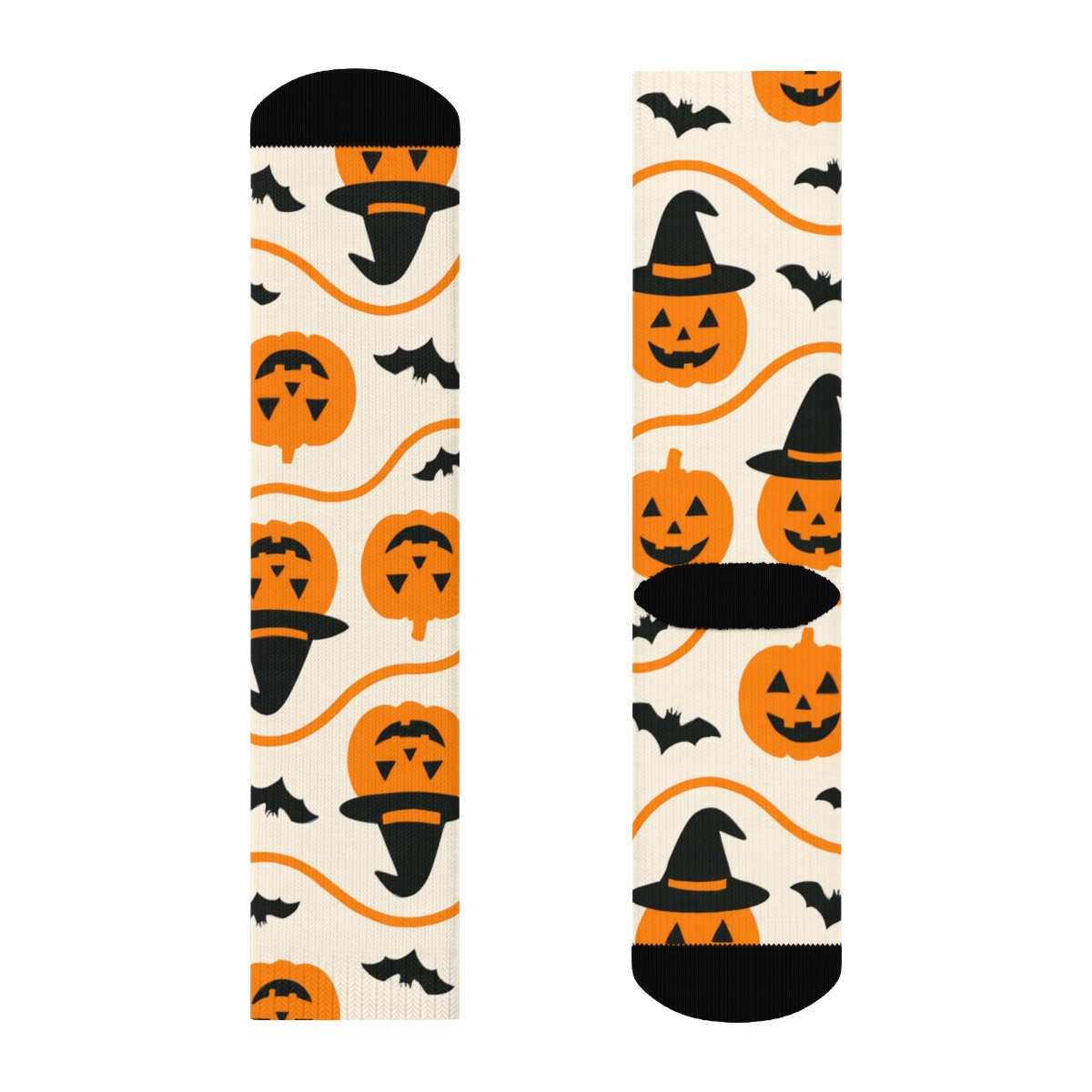 Jack O Lantern Wave Grid On White Background personalized crew socks