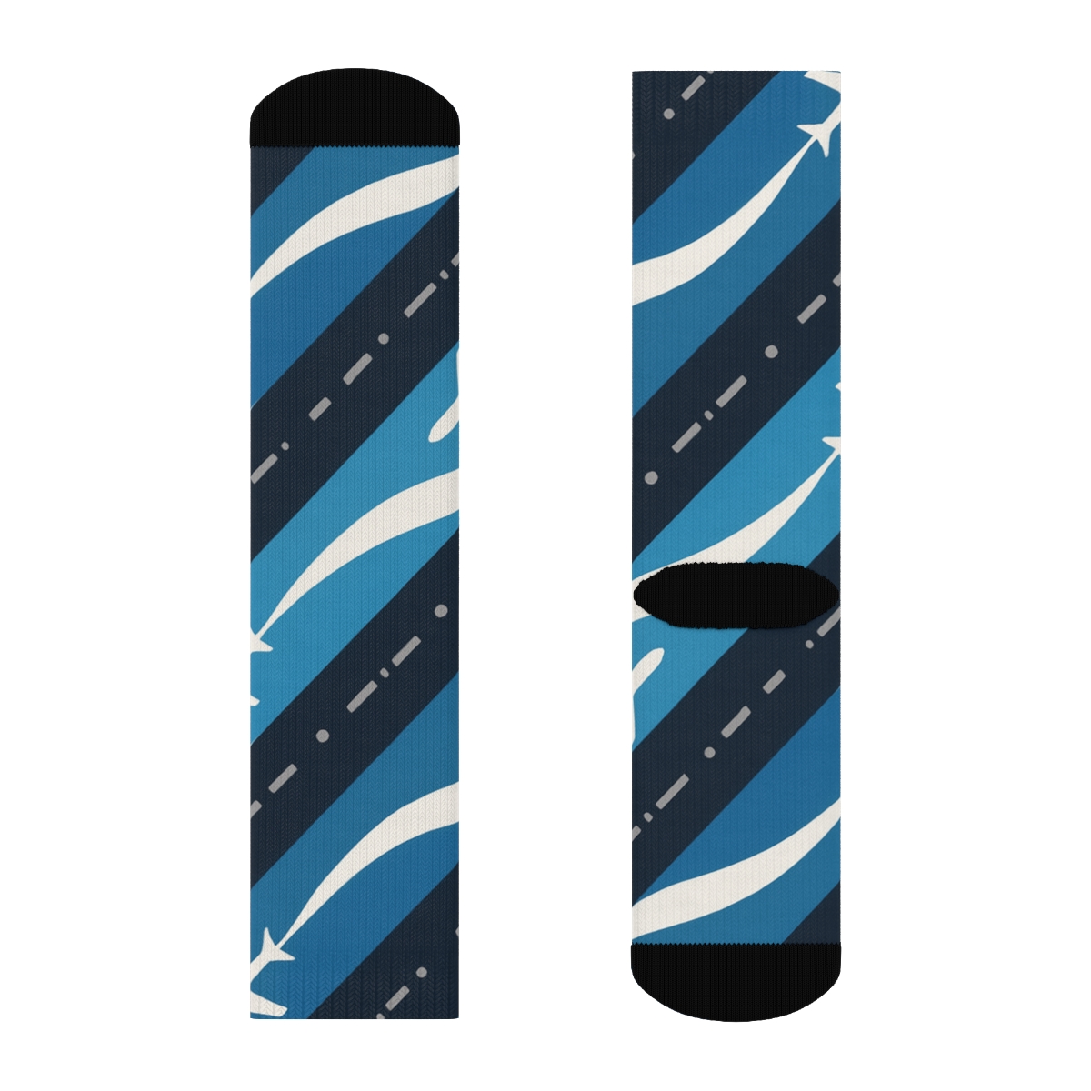 Jet Stream Bands With Airplane Motifs trendy patterned crew socks