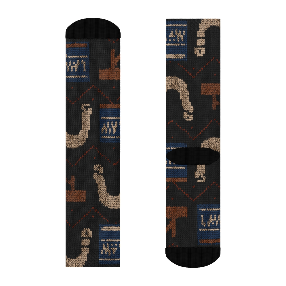 Judge-Grade Wig Chevron Court Pattern designer printed crew socks