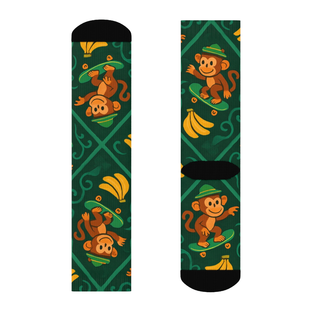 Jungle Party Tile, Monkey Edition designer printed crew socks