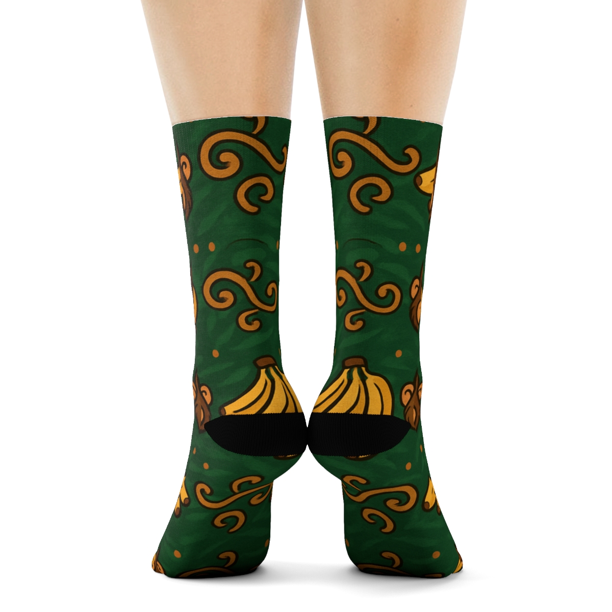 Jungle Rhythm Ape Band Pattern comfortable cotton crew socks