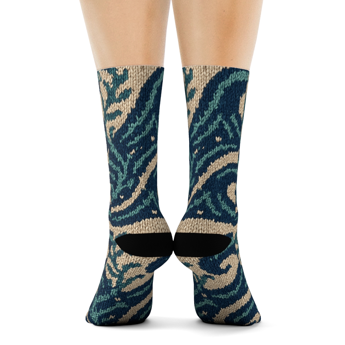 Kelp And Seafoam Jacquard Swell custom crew socks