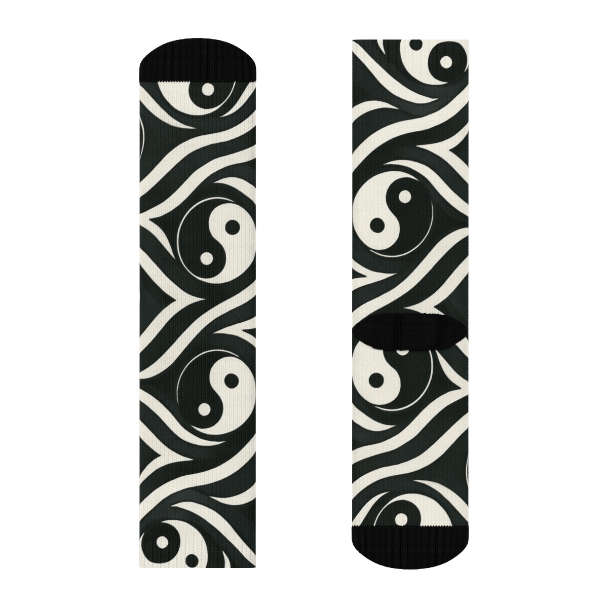 Kinetic Taijitu Wave Lattice trendy patterned crew socks