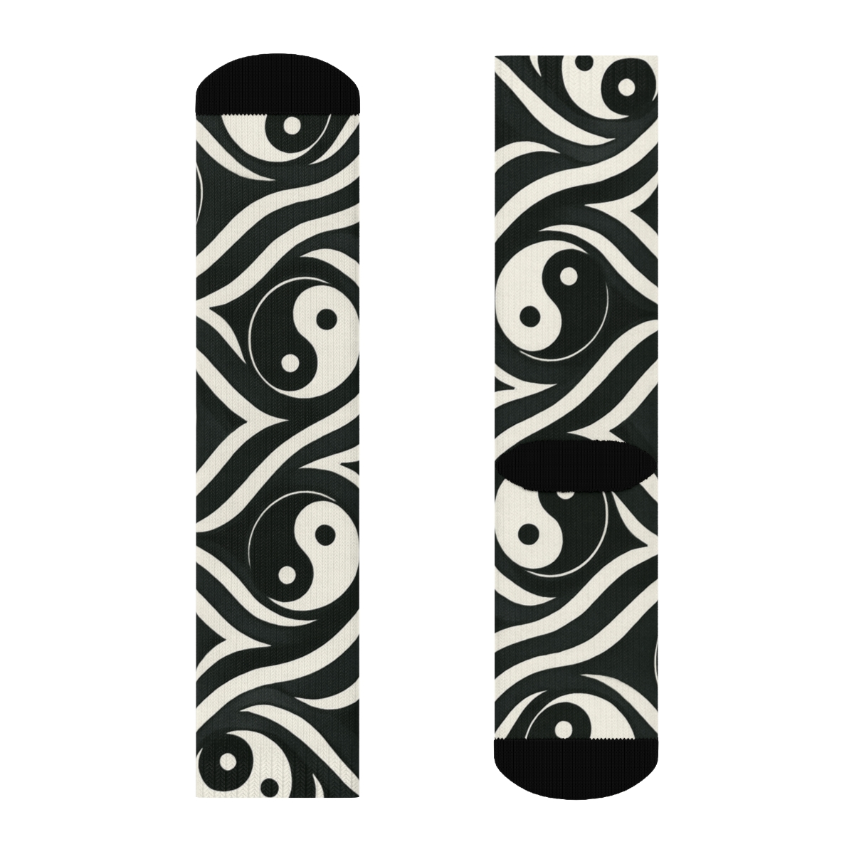 Kinetic Taijitu Wave Lattice trendy patterned crew socks
