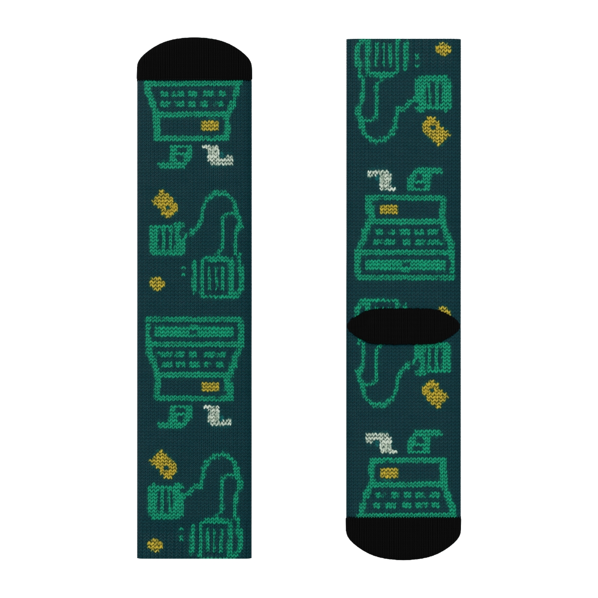 Knit Illusion Cashier Register Tilework trendy patterned crew socks