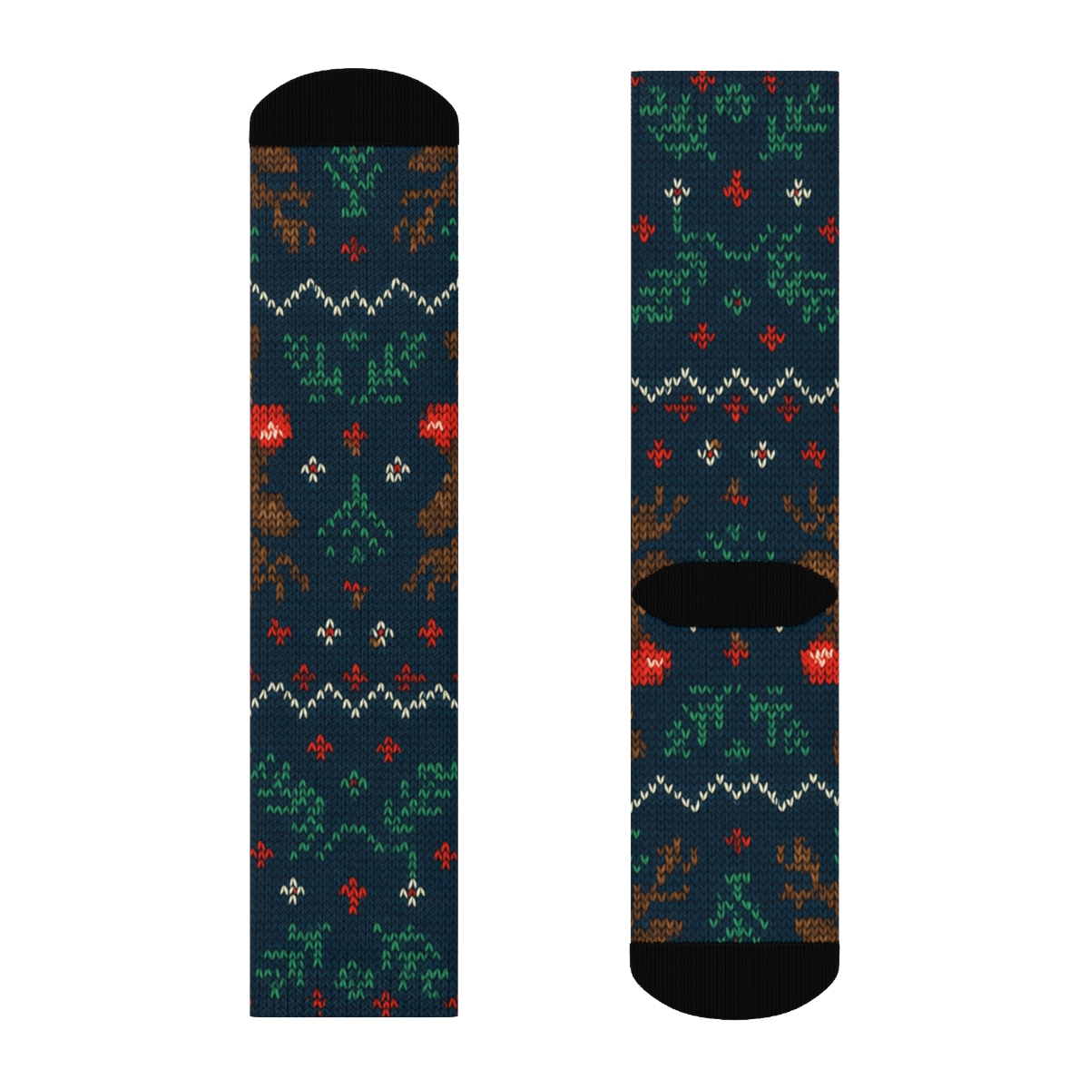 Knit Illusion Fair Isle With Rudolph Spark trendy patterned crew socks