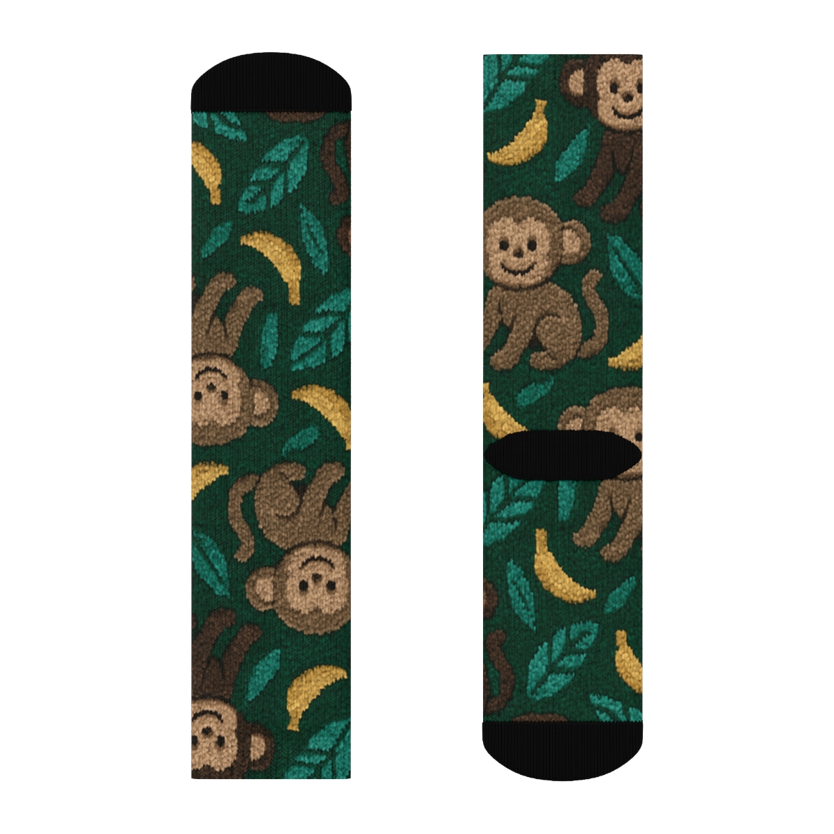 Knit-Illusion Monkey Toy Chevron personalized crew socks