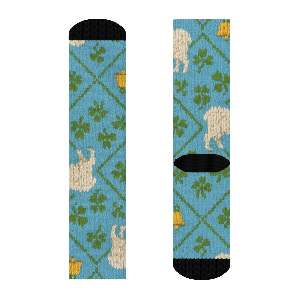 Knit Illusion Pasture Sheep Lattice custom crew socks