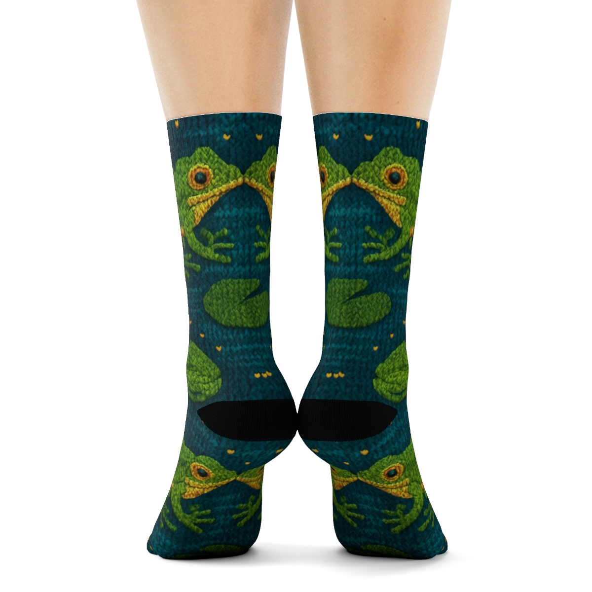 Knit Illusion Pond Tiles, Frog Edition stylish athletic crew socks