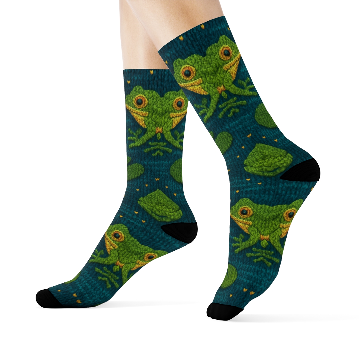 Knit Illusion Pond Tiles, Frog Edition stylish athletic crew socks