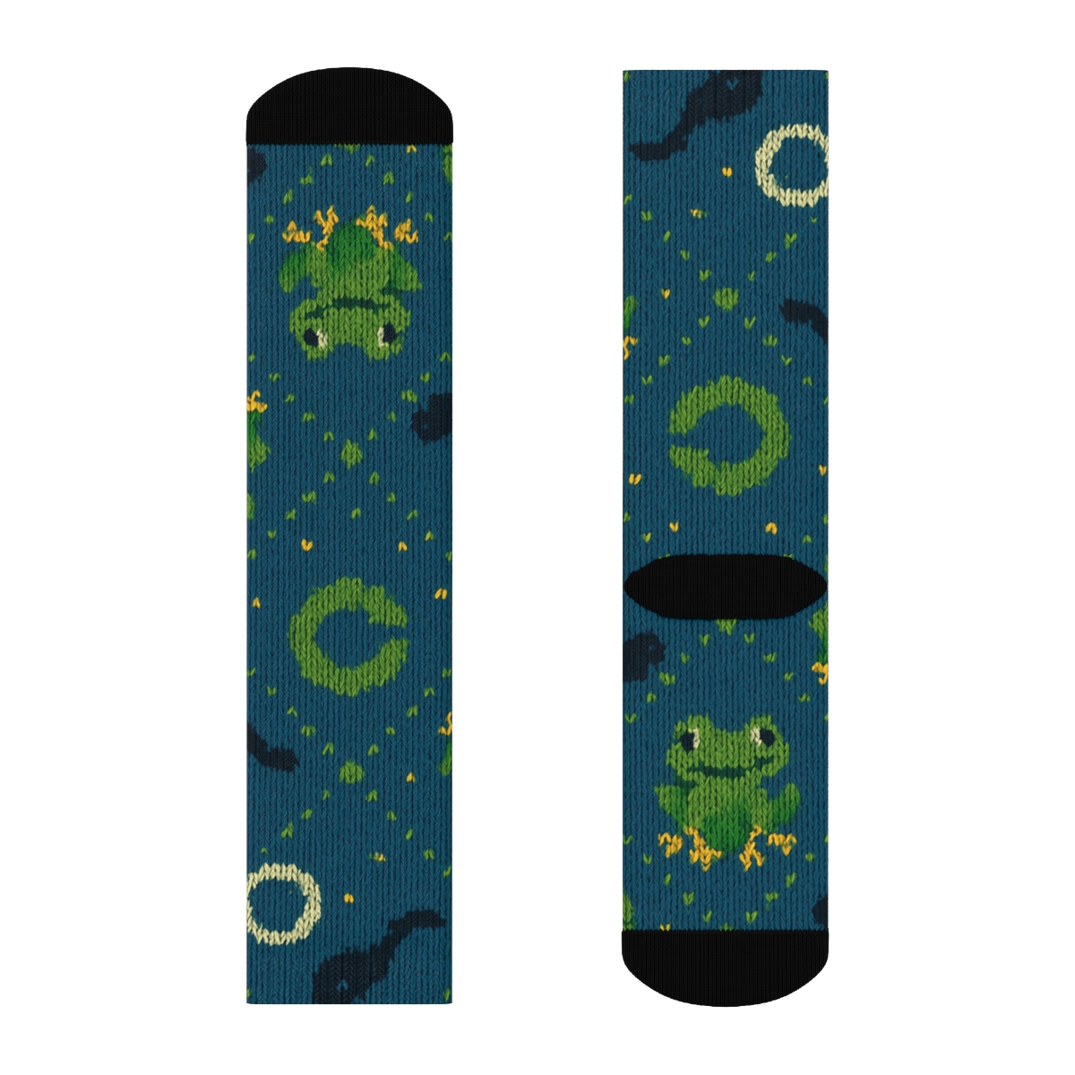 Knit Illusion Pond Tiles Frog premium sports crew socks