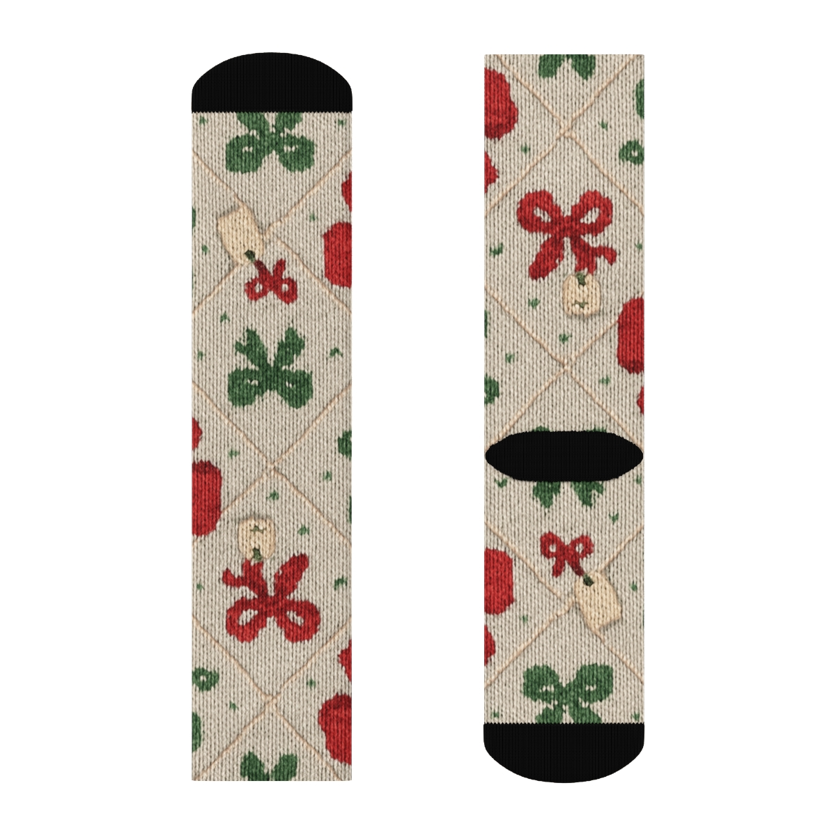 Knit Illusion Presents Bow Lattice unique graphic crew socks