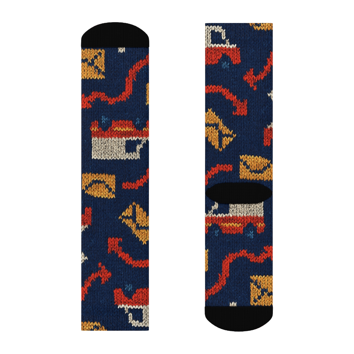 Knit Illusion Route Map For Mail Carrier trendy patterned crew socks