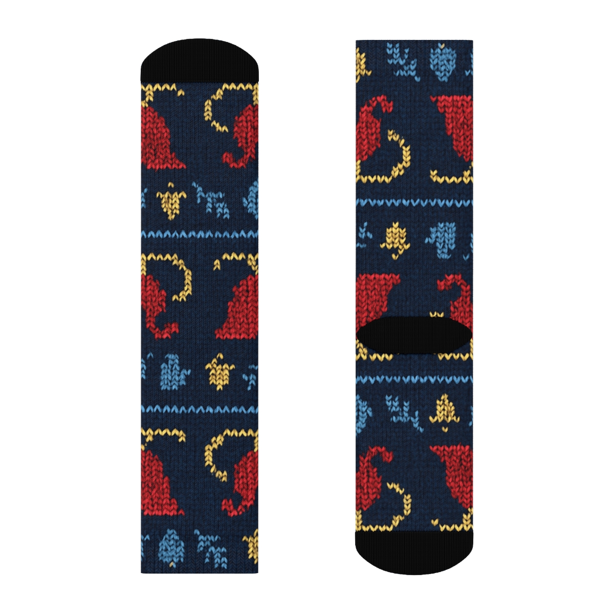 Knit Illusion Sleigh Runner Fair Isle Bands Crew Socks