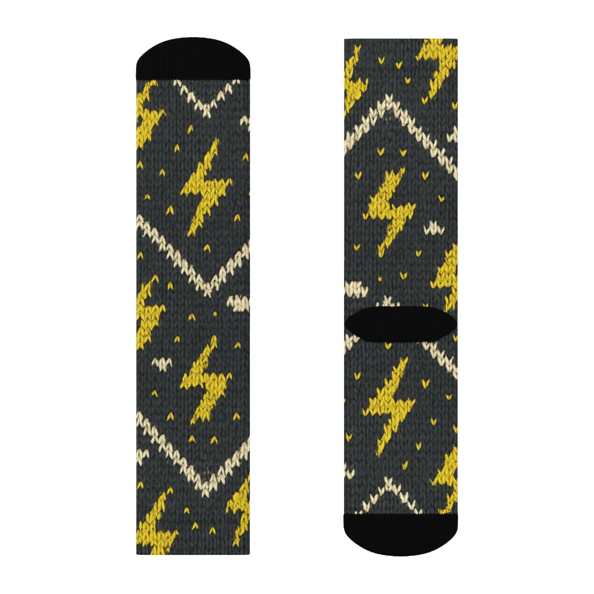 Knit Illusion Thunder Chevron designer printed crew socks