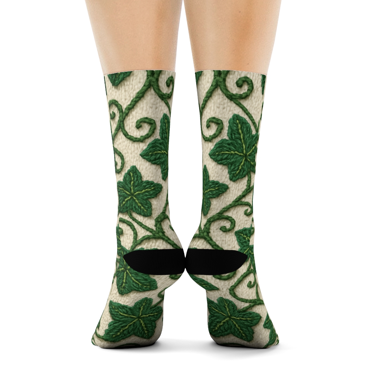 Knit Ivy Cable Lattice On Cream Ground unique graphic crew socks