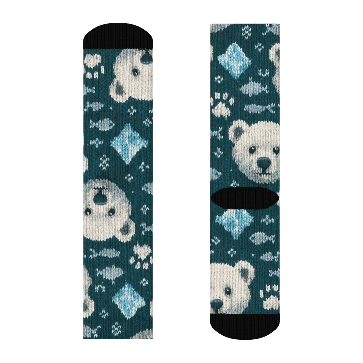 Knitted Aurora Polar Bear Tilework comfortable cotton crew socks