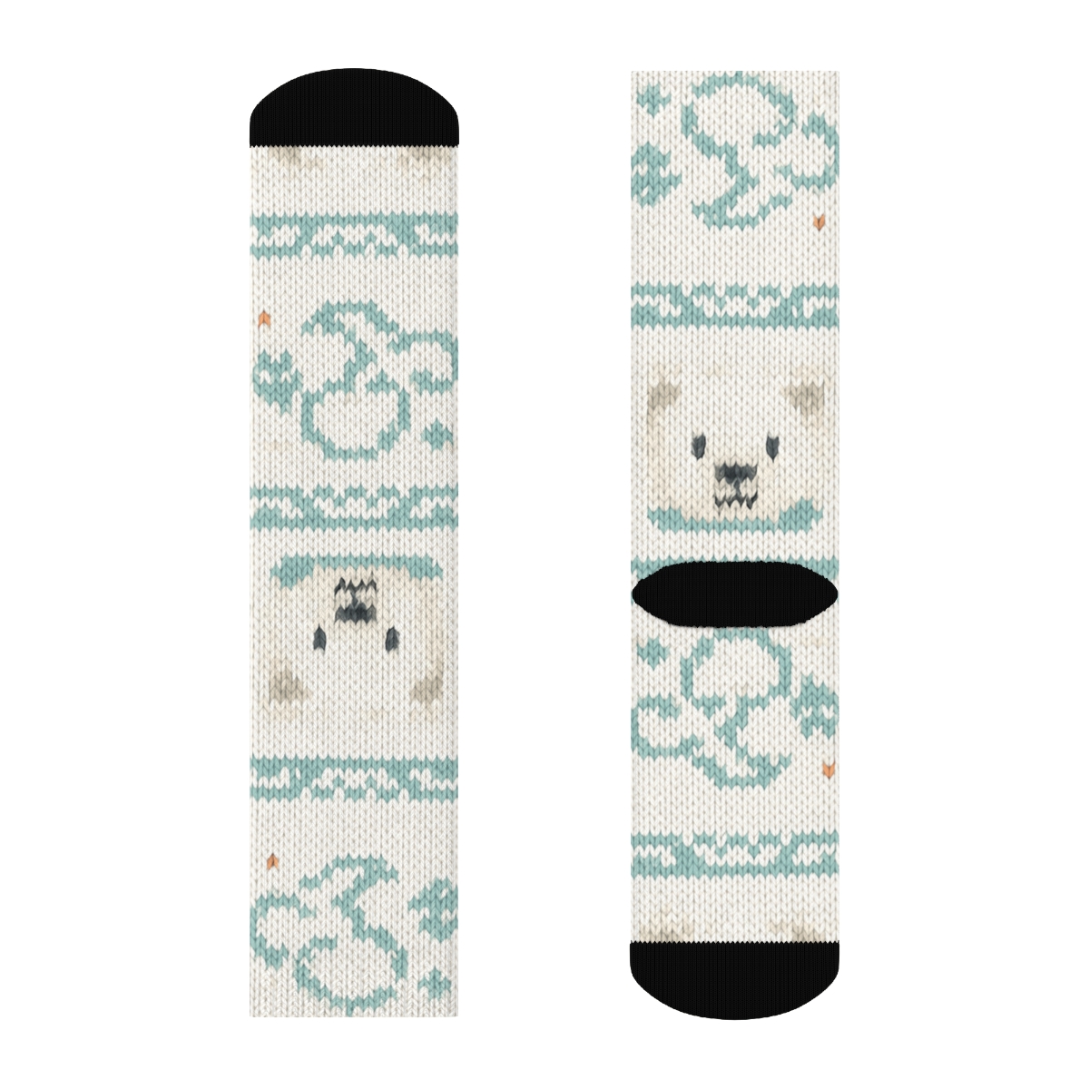 Knitted Band Pattern With Polar Bear Cub Parade custom crew socksKnitted Band Pattern with Polar Bear Cub Parade Crew Socks - Image 2