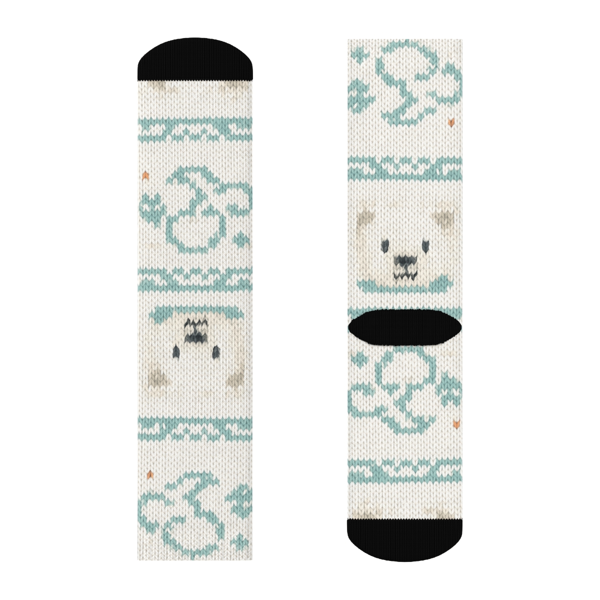 Knitted Band Pattern with Polar Bear Cub Parade Crew Socks