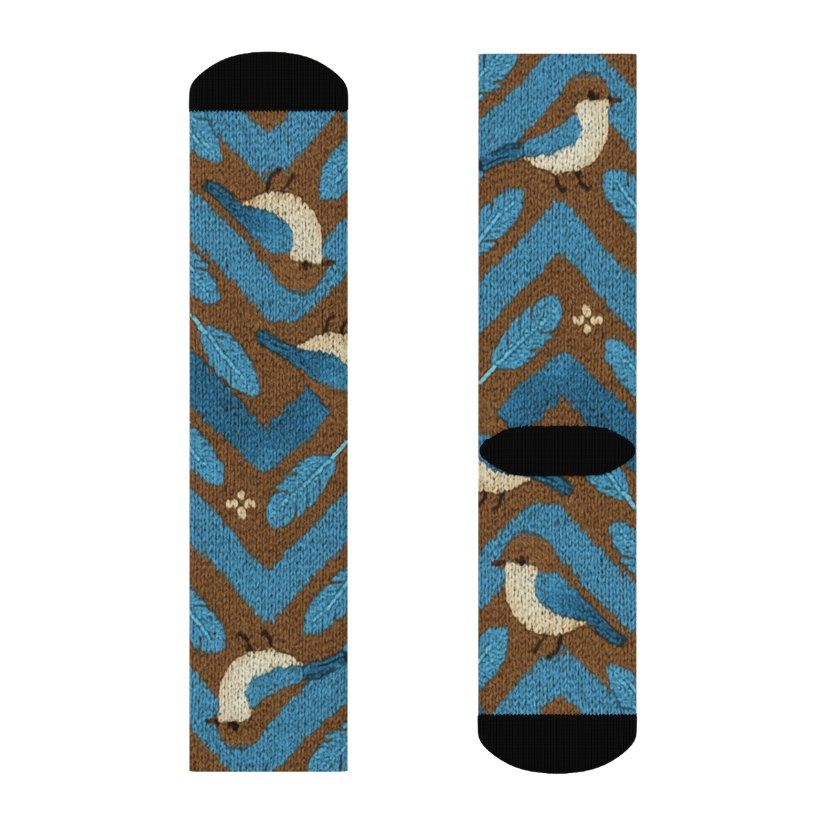 Knitted Bird Songbird Chevron soft everyday crew socks