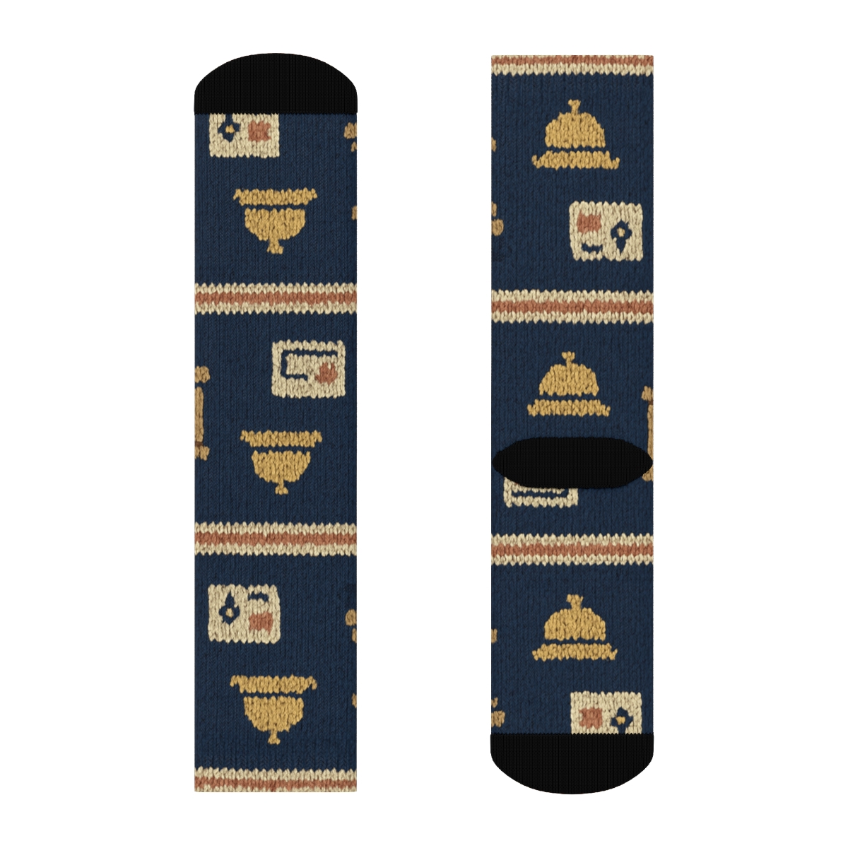 Knitted Check In Bands, Hotel Receptionist Edition designer printed crew socks